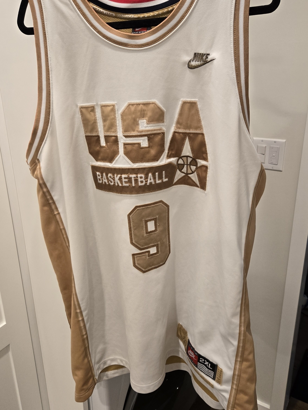 Nike White & Gold USA Basketball Jersey #9